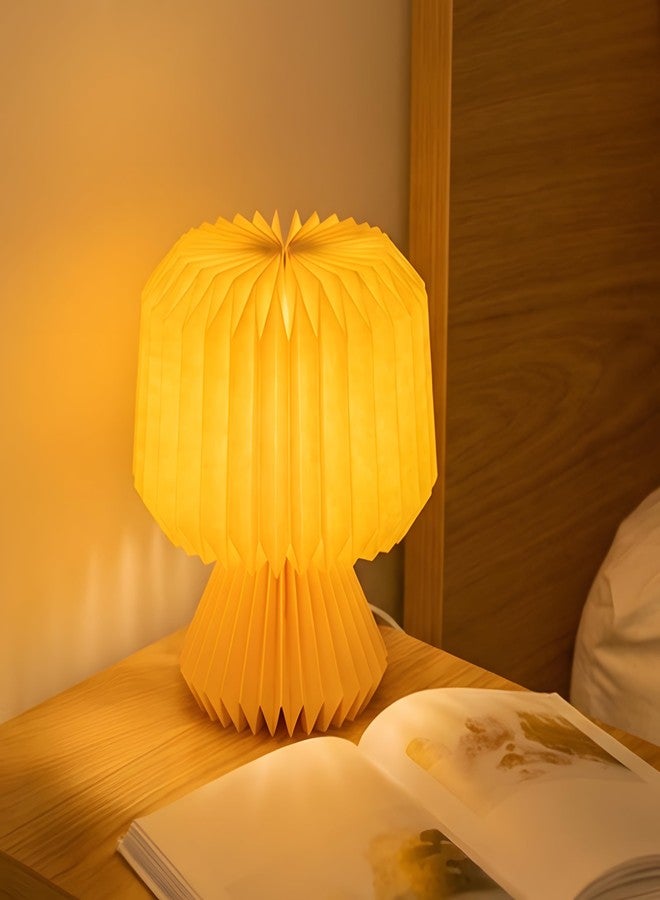 FIG Living Origami Mini Table Lamp for Living Room Decoration, Bedroom, Study and Gifting | Origami Design Lampshade | Premium Laminated Paper - Dust and Water Resistant | Ambient Night Lamp (Yellow) - Image 1